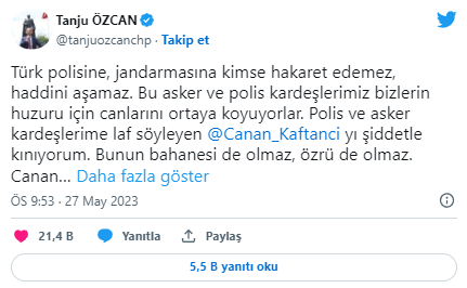 Foto - Bolu Belediye Başkanı Özcan'dan CHP'li Kaftancıoğlu'nun paylaşımına tepki