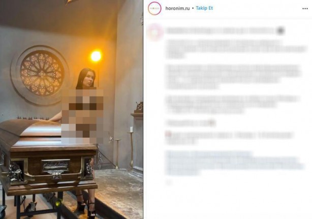 Foto - Böyle skandal görülmedi! Tabutun üstünde yarı çıplak modellerle ölümün reklamını yaptılar