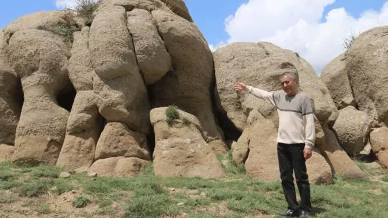 Bozkırın ortasında 5 metrelik filler! Görenler şaşırıp kalıyor!