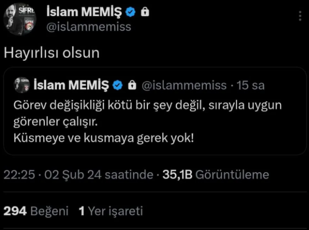 Foto - Bu tweetin zamanlamasına dikkat! Dün saat 18:53... "Görev değişikliği kötü bir şey değil..."