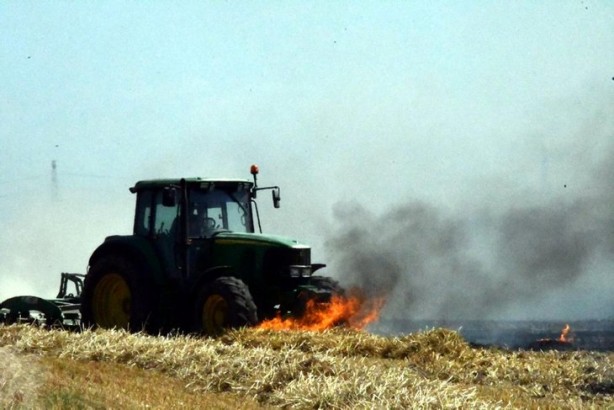 Foto - Buğday tarlaları tek tek yakılıyor! Koca arazi kül oldu