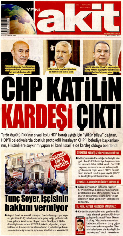 Foto - İsrail’in kardeşi olmaya son! Akit yazdı CHP’li belediye geri adım attı