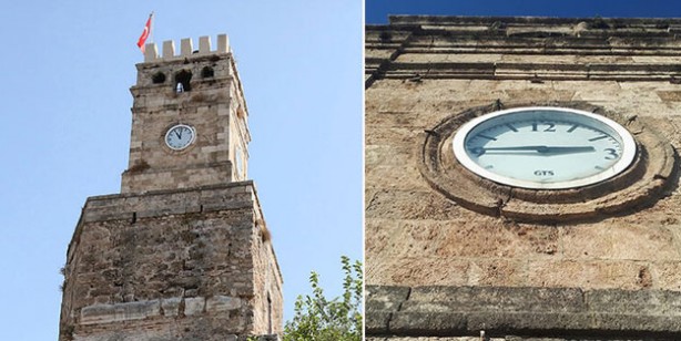 Bunlarda hiç utanma sıkılma yok! Antalya'da Tarihi Saat Kulesi'nde skandal