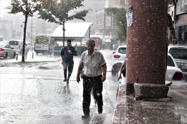 Bursa'da ilginç anlar! Yağmuru fırsat bilip banyo yaptı
