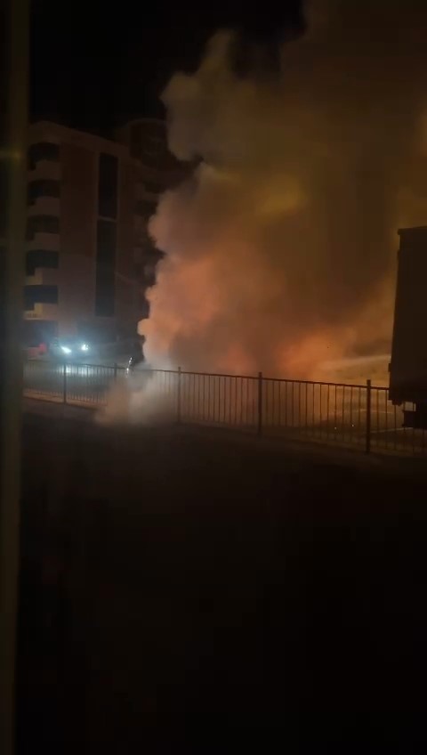 Bursa'da lüks otomobil alev alev yandı