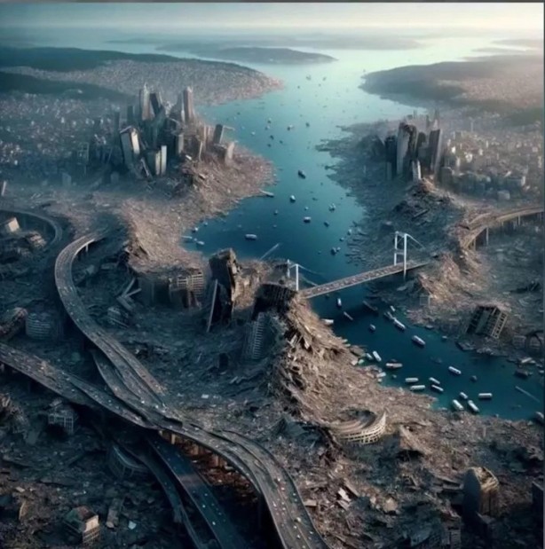 Foto - Büyük İstanbul depremi sonrası şehir nasıl gözükecek? Hayal edilemiyordu, resmedildi! İşte yapay zeka ile İstanbul depremi: Kız Kulesi, Ayasofya, Galata böyle olacak