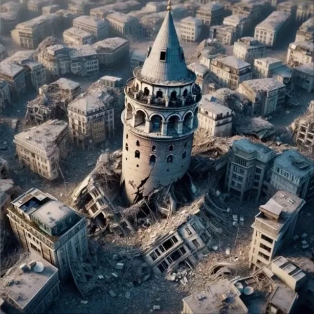 Foto - Büyük İstanbul depremi sonrası şehir nasıl gözükecek? Hayal edilemiyordu, resmedildi! İşte yapay zeka ile İstanbul depremi: Kız Kulesi, Ayasofya, Galata böyle olacak