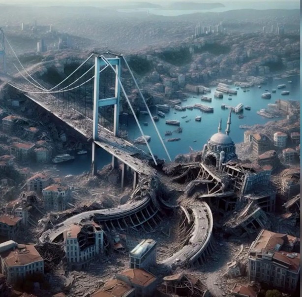 Foto - Büyük İstanbul depremi sonrası şehir nasıl gözükecek? Hayal edilemiyordu, resmedildi! İşte yapay zeka ile İstanbul depremi: Kız Kulesi, Ayasofya, Galata böyle olacak