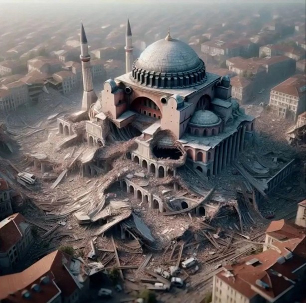 Foto - Büyük İstanbul depremi sonrası şehir nasıl gözükecek? Hayal edilemiyordu, resmedildi! İşte yapay zeka ile İstanbul depremi: Kız Kulesi, Ayasofya, Galata böyle olacak