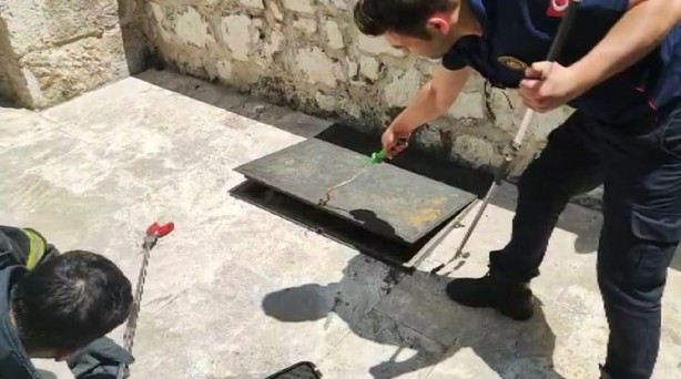 Foto - Cami bahçesine giren yılan paniğe neden oldu