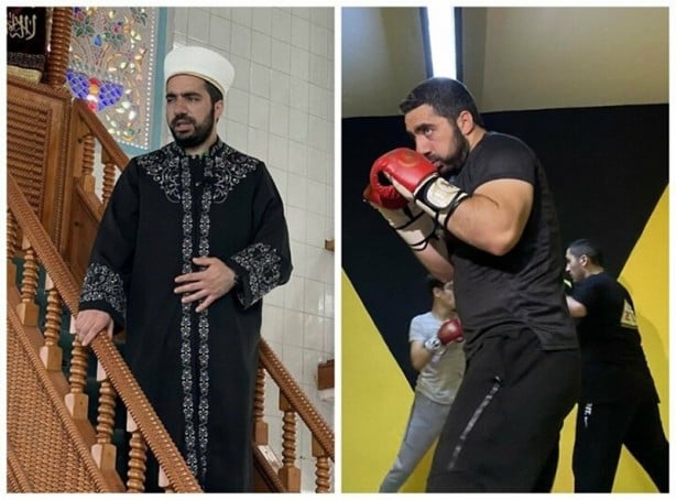 Camide imam alt katta boks antrenörü! Namazdan sonra spor yapıyorlar