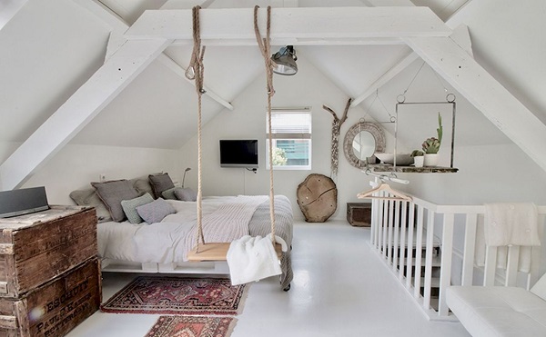 Foto - Çatı katı yatak odası dekorasyon ipuçları