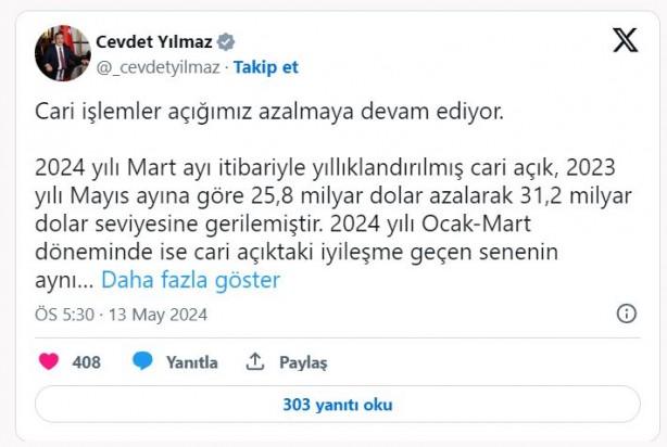 Foto - Cevdet Yılmaz'dan Kamuda tasarruf paketi paylaşımı