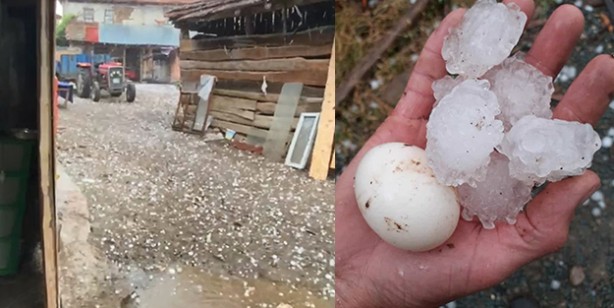 Ceviz ve yumurta büyüklüğünde dolu görenleri hayrete düşürdü