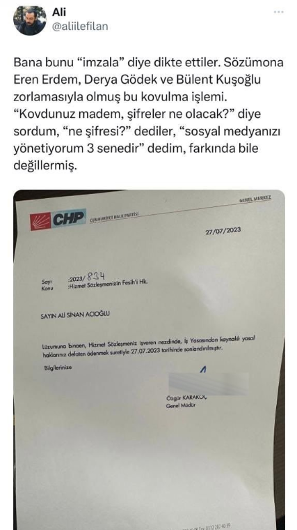 Foto - CHP tarafından işten çıkartılan gençten şoke eden iddialar: Kılıçdaroğlu duydun mu?