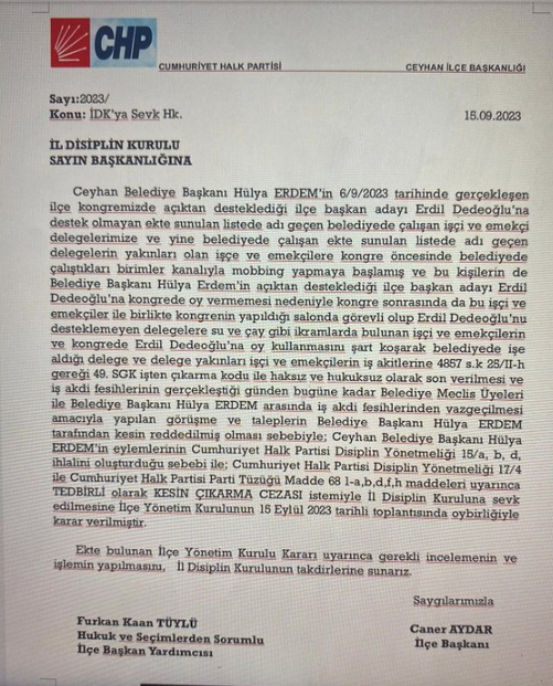 Foto - CHP’li başkandan MOBBİNG! Desteklediği aday kaybedince "Oy verme" şartıyla aldığı delegeler ve 39 kişiyi çıkardı