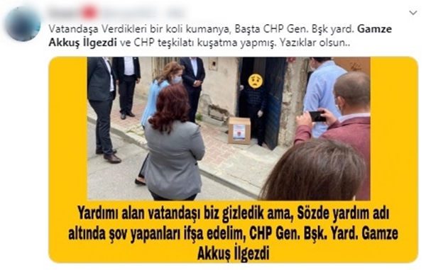 Foto - CHP'li Gamze Akkuş İlgezdi ve beraberindekilerden oluşan heyet yardım dağıtımını şova çevirdi