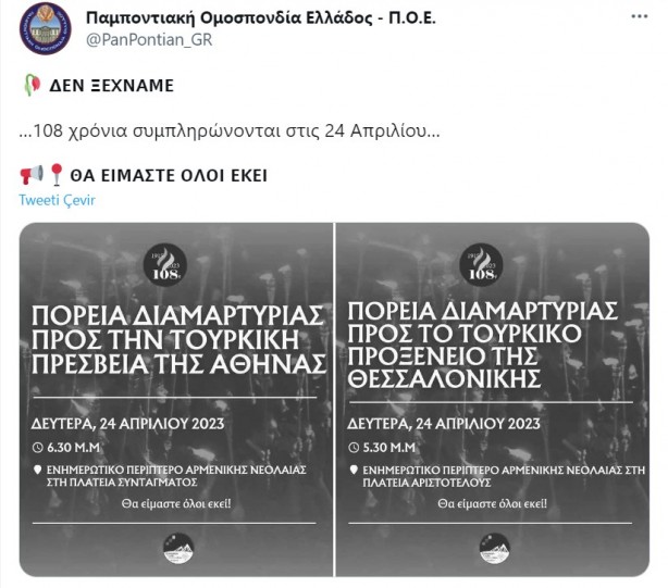 Foto - Çok büyük provokasyon çok! '24 Nisan'da Türk Büyükelçiliğine hareket ediyoruz' diyerek ilan ettiler