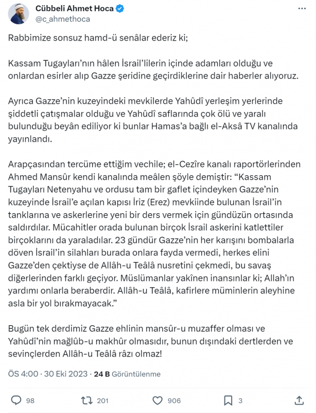 Foto - Cübbeli Ahmet Hoca, "Rabbimize sonsuz hamd olsun" diyerek flaş gelişmeyi duyurdu! Apar topar oraya götürdüler