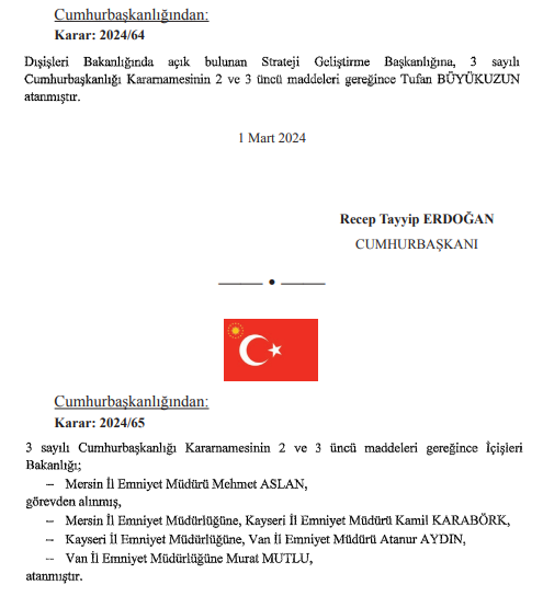Foto - Cumhurbaşkanı Erdoğan 6 ismi görevden aldı! Kritik atamalar Resmi Gazete'de yayımlandı