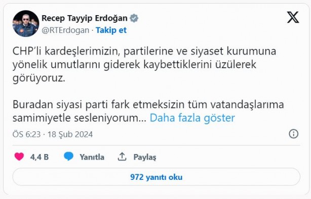 Foto - Cumhurbaşkanı Erdoğan CHP'li seçmene seslendi: Umutsuzluğa kapılmayın