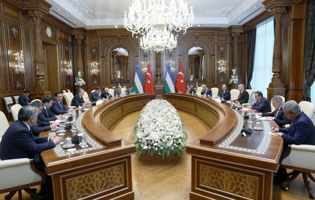 Foto - Cumhurbaşkanı Erdoğan, Mirziyoyev ile bir araya geldi
