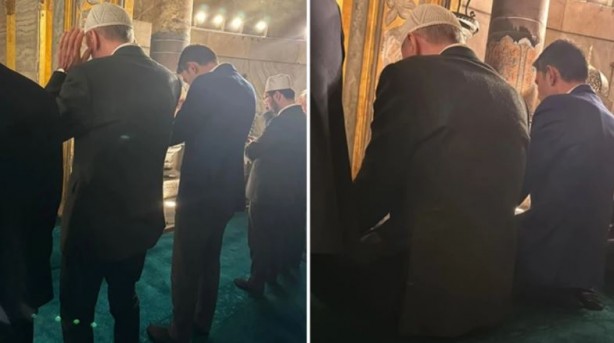 Foto - Cumhurbaşkanı Erdoğan, Murat Kurum ile birlikte Ayasofya Camii'nde namaz kıldı!