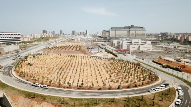Cumhurbaşkanı Erdoğan’ın açıklaması sonrası talimat verildi! Başakşehir Şehir Hastanesi çam ve sakura ile donatıldı