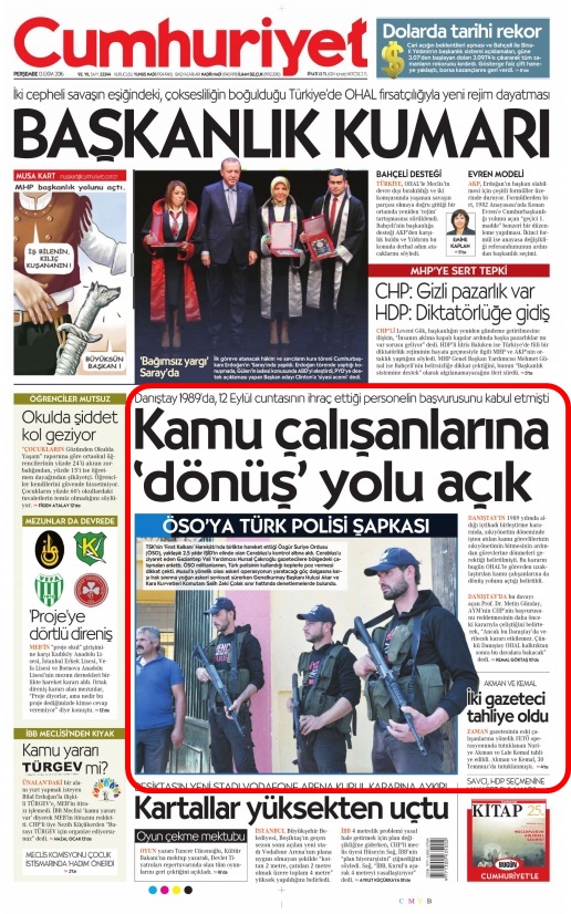 Foto - Cumhuriyet'in utanç dolu manşeti! Darbecilerin avukatlığına soyundu