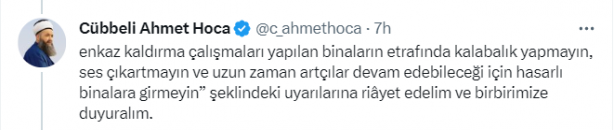 Foto - Deprem felaketiyle ilgili önemli sözler! Cübbeli Ahmet Hoca o detaya dikkat çekti