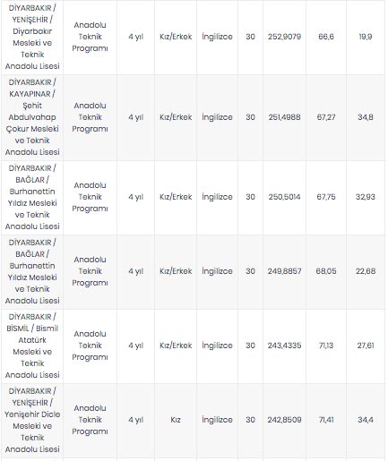 Foto - Diyarbakır lise taban puanları 2020, Diyarbakır Anadolu Lisesi Fen Lisesi İmam Hatip Lisesi Mesleki ve Teknik Anadolu lisesi taban puanı