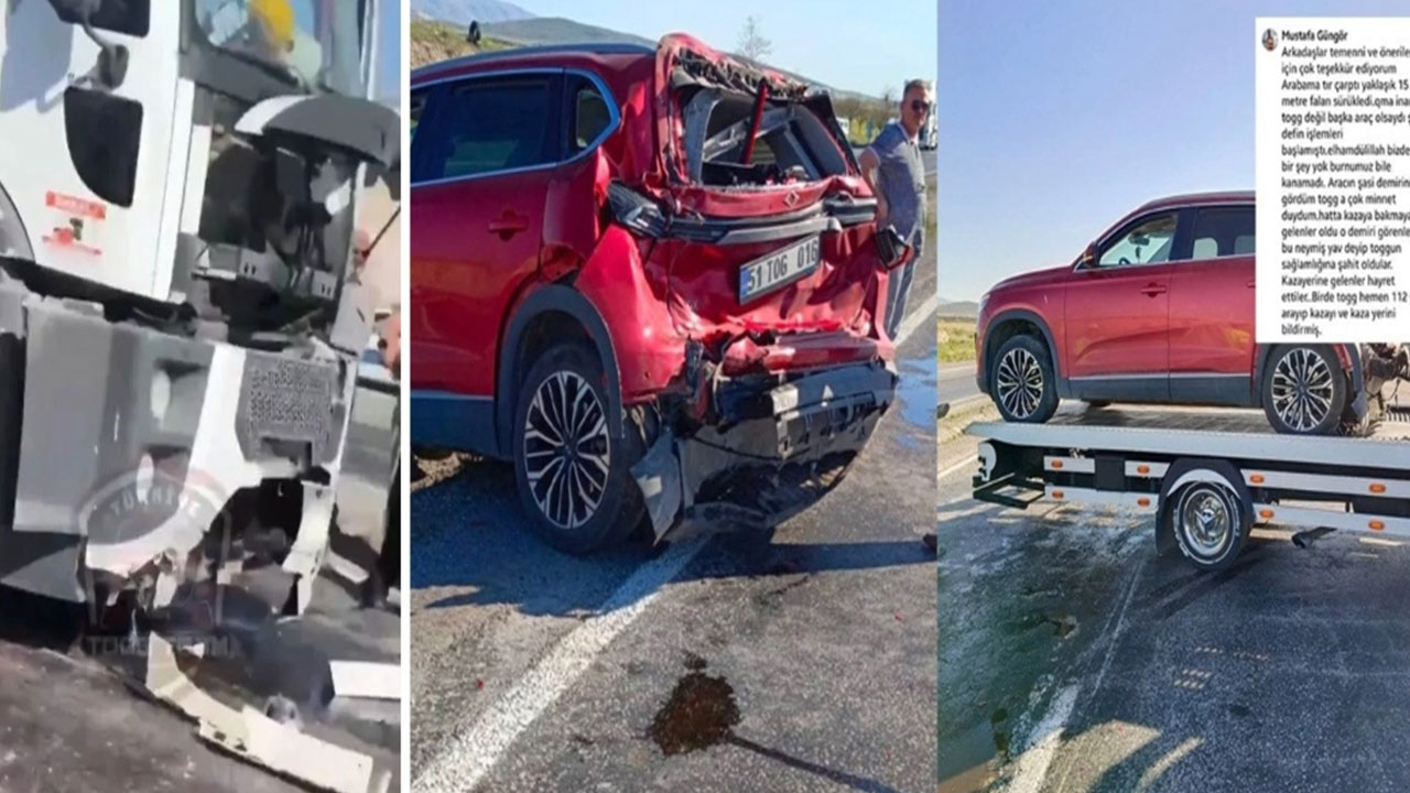 Foto - Dört metre yüksekten uçarak takla atan TOGG'un son hali gündemi altüst etti! Gören 'yok artık' dedi