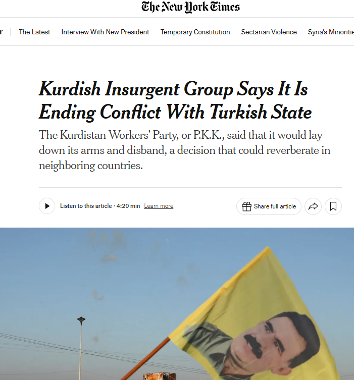 Foto - Dünya basını PKK’nın silah bırakmasını böyle gördü: Tarihi dönüm noktası