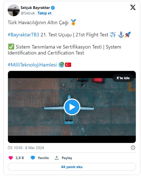 Foto - Düşmanları titreten bir gelişme daha! Selçuk Bayraktar TB3 gelişmesini sosyal medya hesabından paylaştı