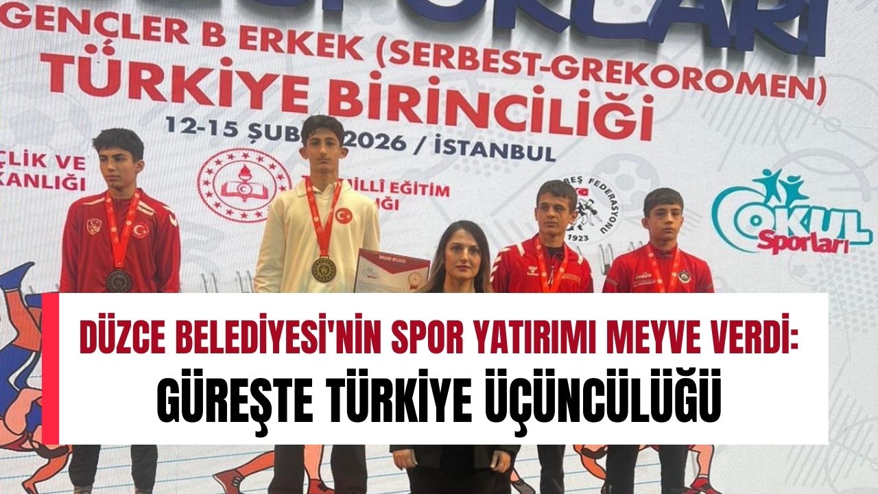 Düzce Belediyesi'nin spor yatırımı meyve verdi: Güreşte Türkiye üçüncülüğü