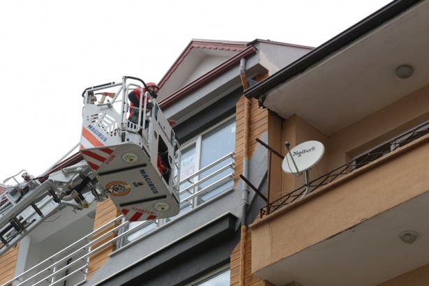 Foto - Ebabil kuşu, çatıdaki yağmur saçağına sıkıştı