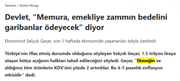 Foto - Ekmeğin KDV’sini bilmeyen aptal 'Türkiye iflas etti' diyor!