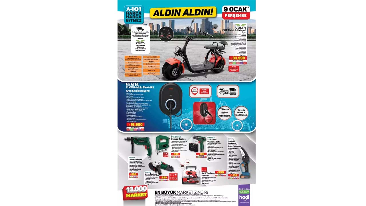 Foto - Elektrikli moped, süpürge, çay makinesi ve daha niceleri..! A101’de 9 Ocak 2025 indirim kataloğu açıklandı