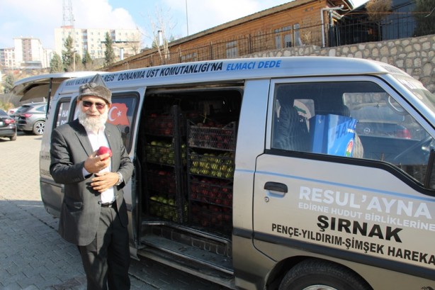 Foto - "Elmacı Dede" yetiştirdiği elmaları Şırnak'taki Mehmetçik için getirdi