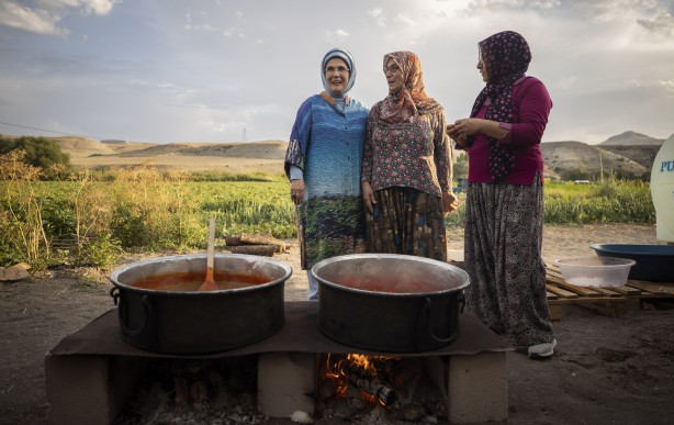Foto - Emine Erdoğan, tarladan domates topladı, kışlık menemen yaptı