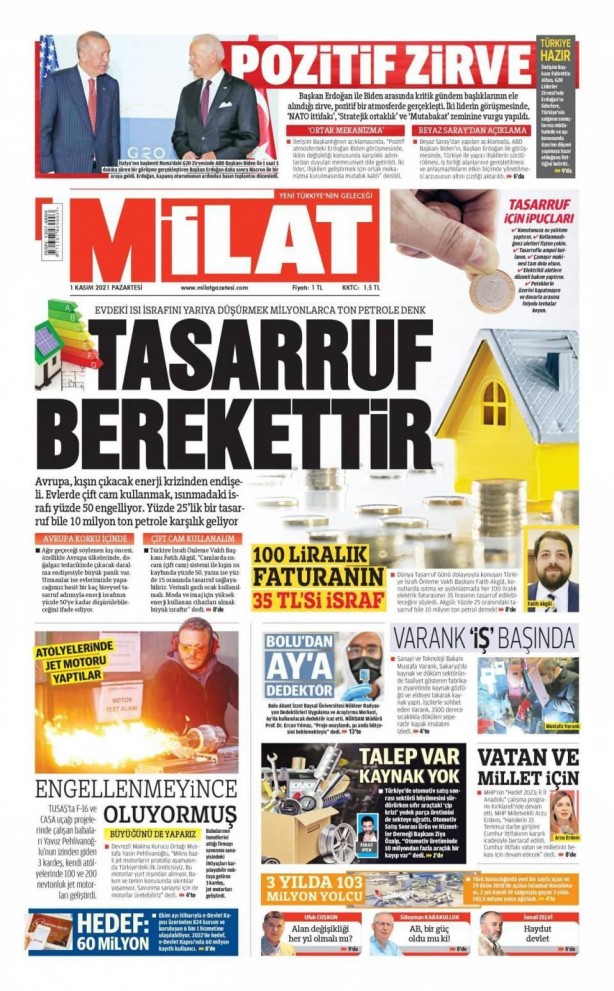 Foto - Erdoğan-Biden zirvesi gazete manşetlerinde