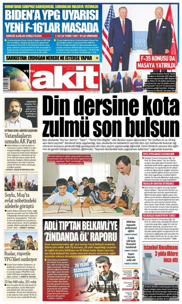 Foto - Erdoğan-Biden zirvesi gazete manşetlerinde