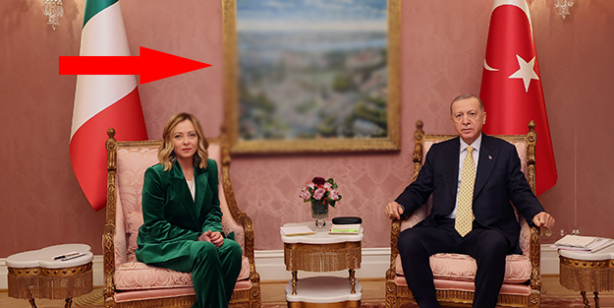 Erdoğan'ın İtalya Başbakanı Meloni ile görüşmesindeki tablonun sırrı ortaya çıktı! Bu yüzden konulmuş