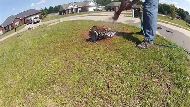 Foto - Eritilmiş alüminyumu karınca yuvasına döktü!