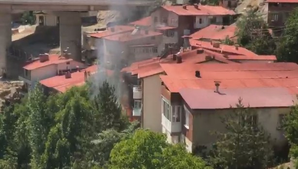Ev bahçesinde korkutan yangın