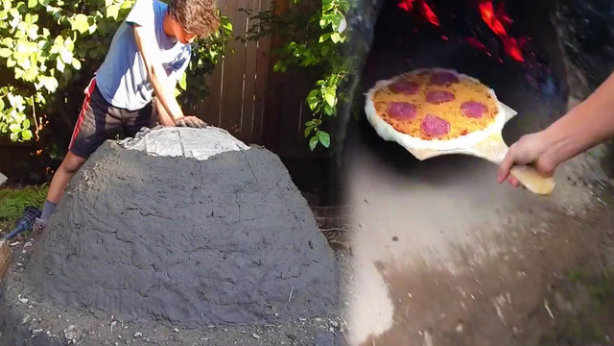 Evinin bahçesine kilden fırın yaptı