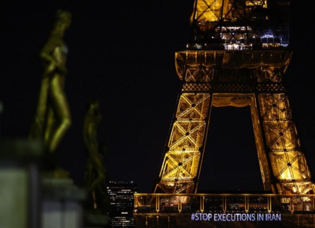 Foto - Eyfel Kulesi’ne "İran'da idamları durdurun" sloganları yansıtıldı