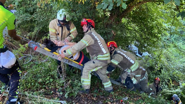 Foto - Eyüpsultan’da otomobil ormanlık alana uçtu