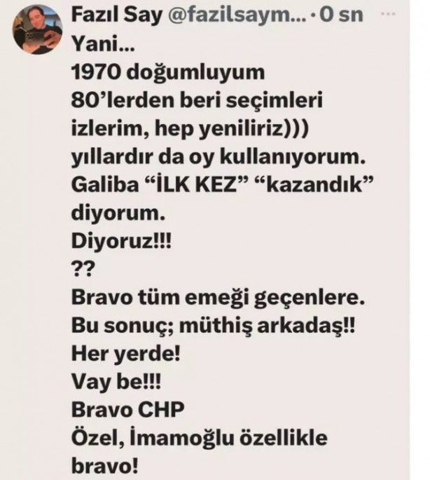 Foto - Fazıl Say’dan akılalmaz "İmamoğlu" paylaşımı! Siz şaka mısınız yahu