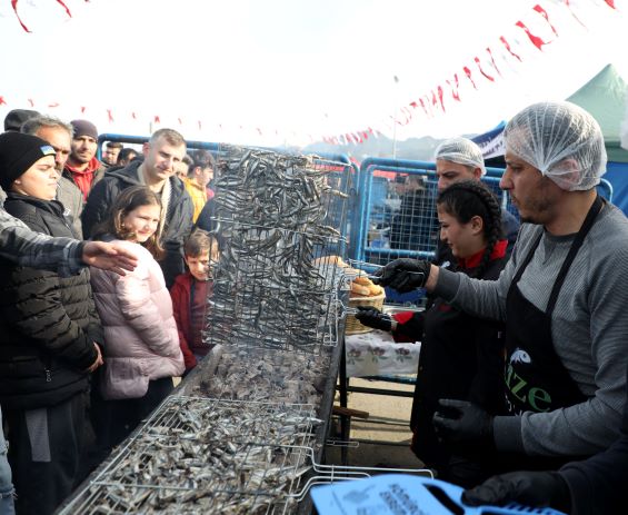 Foto - Festivalde 2,5 ton hamsi yediler!